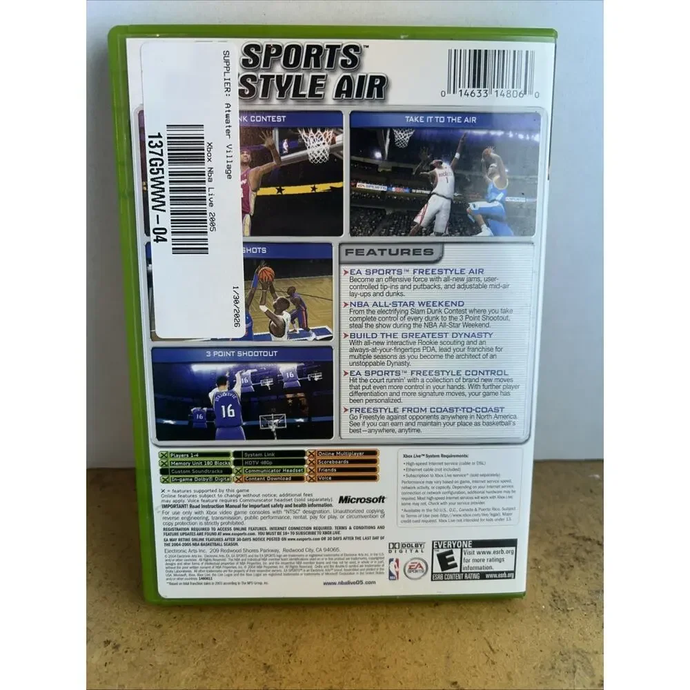 NBA Live 2005 Xbox Original Basketball Game EA Sports